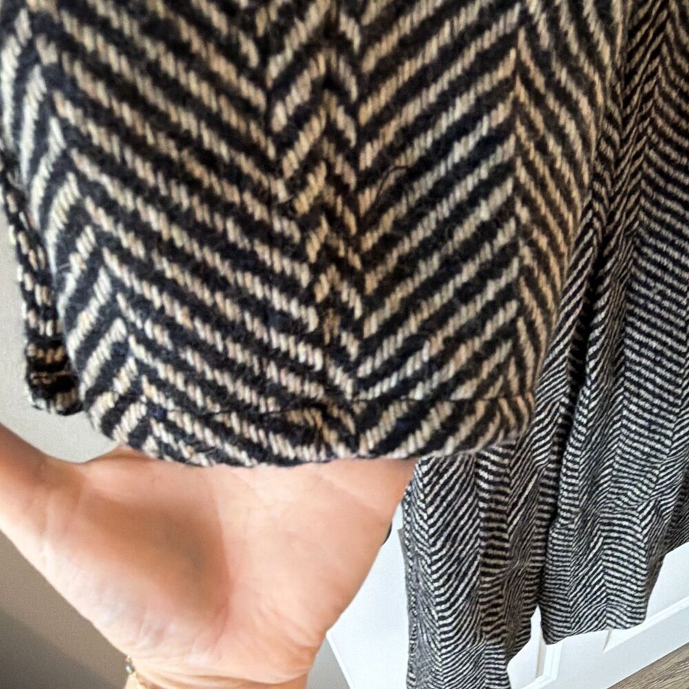 WE THE FREE People Micah Herringbone Long Duster Coat Black White oversized XS - Picture 12 of 12